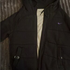 Nike Navy Hooded Seeatshirt Jacket with Purple Swoosh Accent